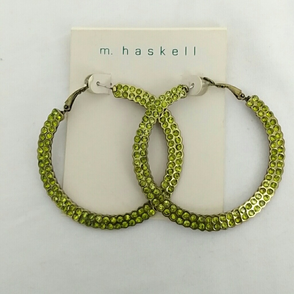 M.Haskell Emerald Green Large Hoop Earrings